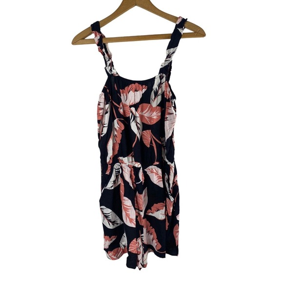 Express Romper Size Small One Piece Black Tropical Floral Summer Shortalls - Picture 6 of 7